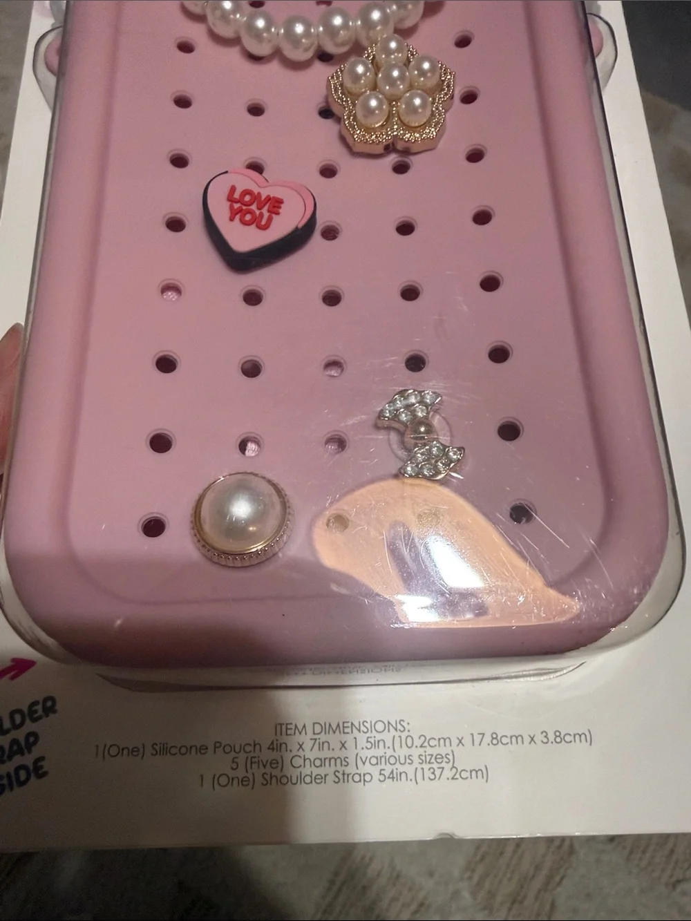 BYTECH Pink Silicone Charm Pouch Phone Case with Shoulder Strap